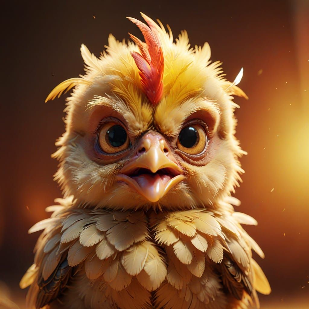 Grumpy Chicken Concept Art in Pixar Style