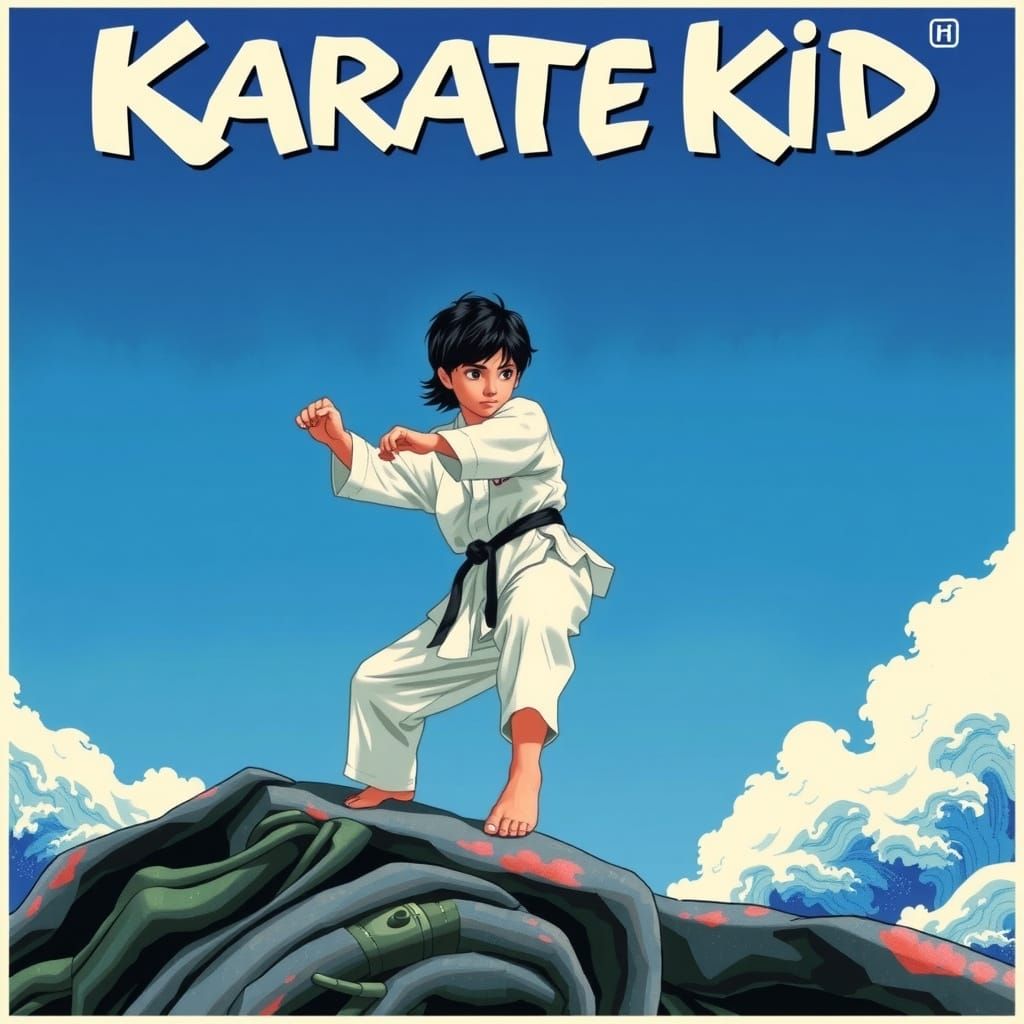 Karate Kid Movie Poster in Hokusai Style