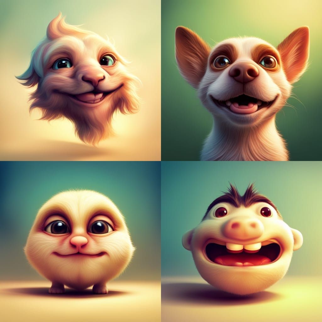 Hyperrealistic 3D Creampuff Animal Giggling with Happiness