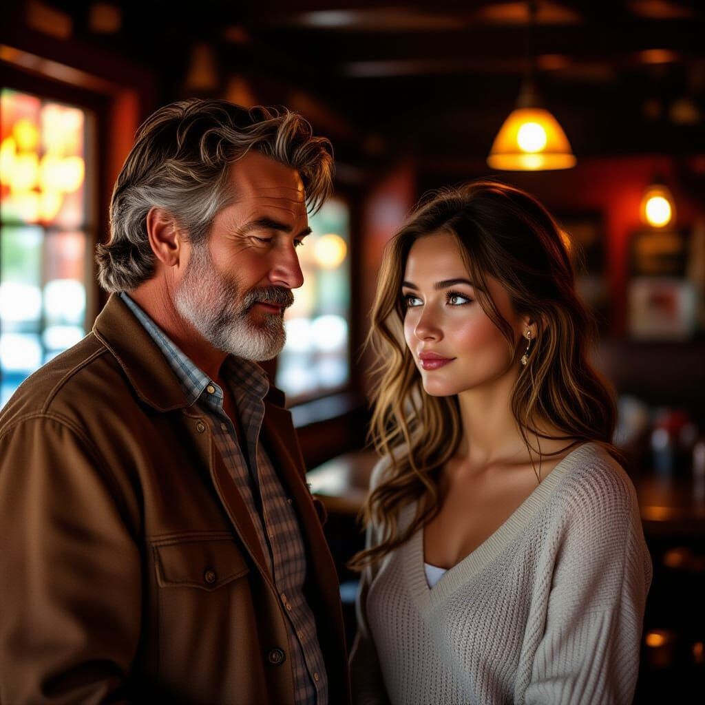 Intimate Pub Scene at Twilight: A Rothko-esque Portrait