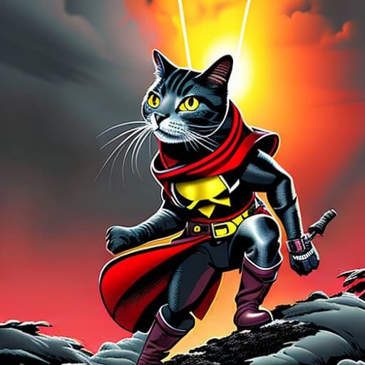 Angry Cat in Boots: Digital Comic Book Art