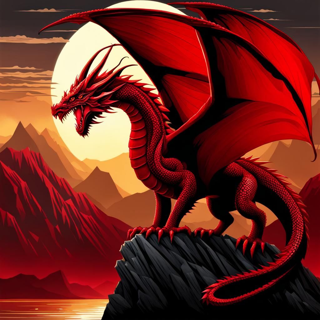 Epic Red Dragon in Flight