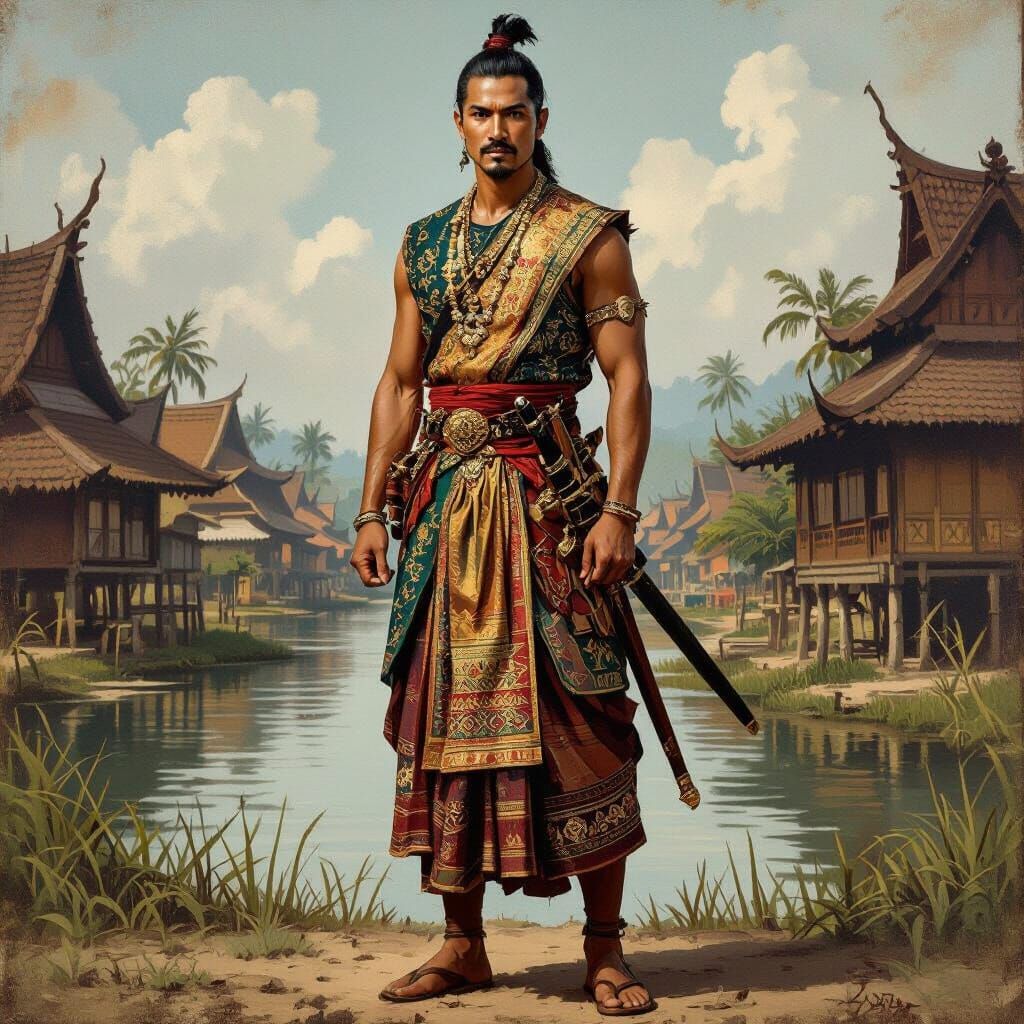 Malay Warrior in Traditional Attire