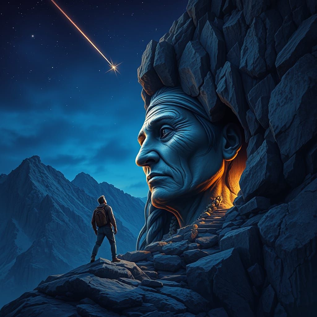 Ancient Native American Woman's Mysterious Face in the Rock