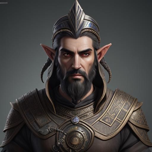 Dwemer Elf Portrait in Steampunk Fantasy Style