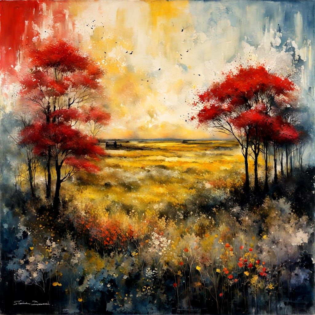 Expressionist Impasto Painting of Summer Colors