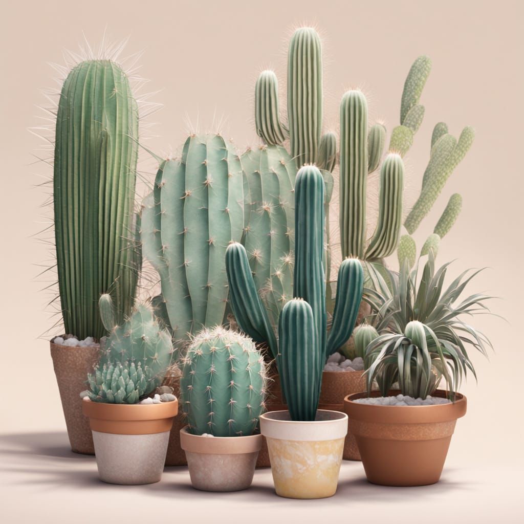 Surreal Cacti Dance in Ethereal Oceanic Landscapes