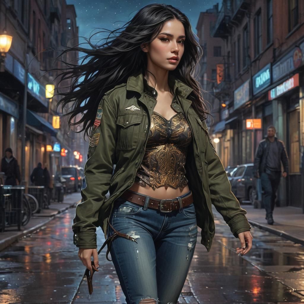 Neon City Walker: Urban Fantasy Art