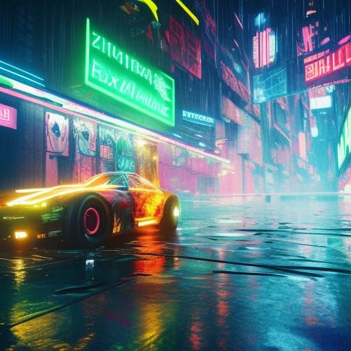 Intricate Hypermaximalist Rainbow in Cyberpunk Style