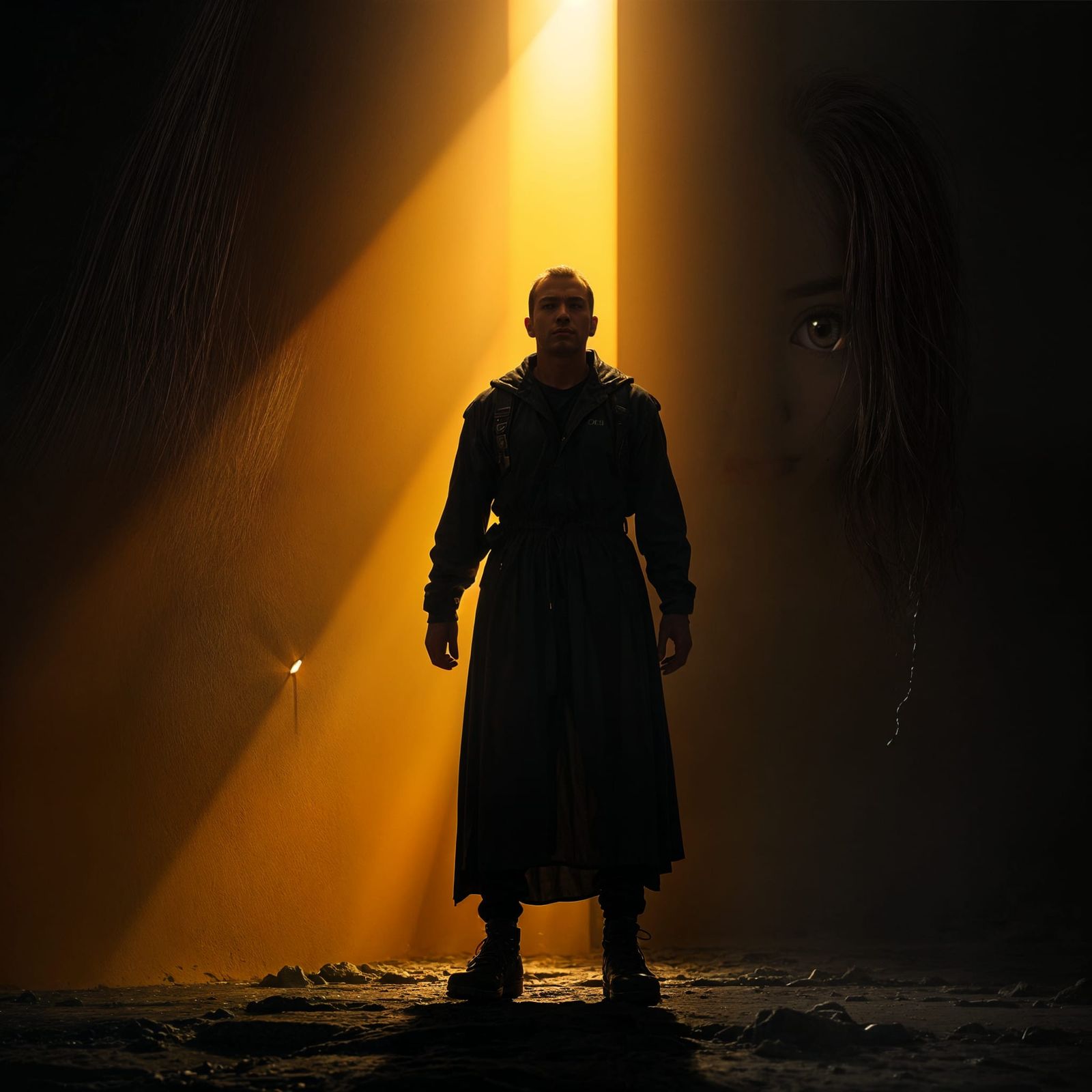 Radiant Beam of Light Pierces Through Darkness in Hyperreali...