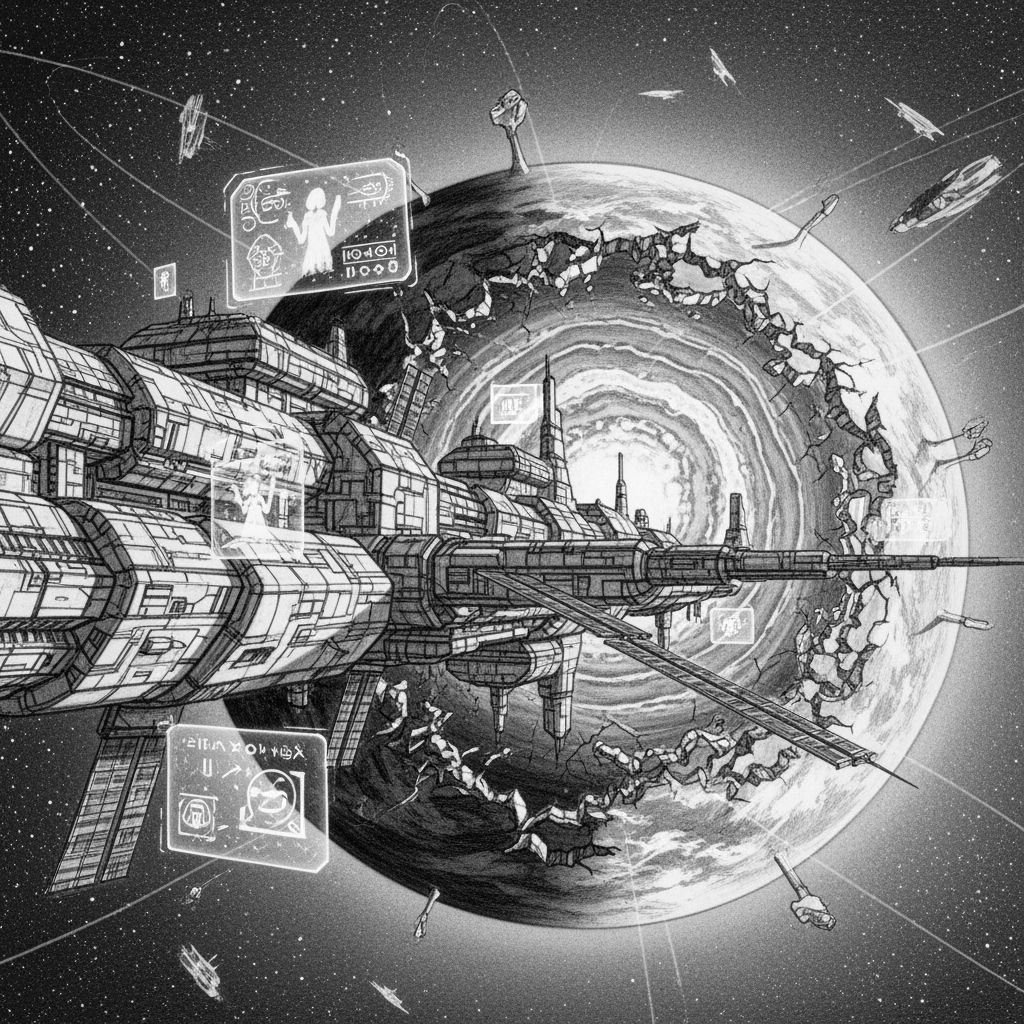 pencil space station sketch