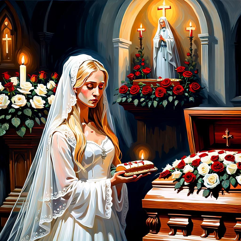 Serene Candlelit Vigil: Neo-Impressionist Remembrance