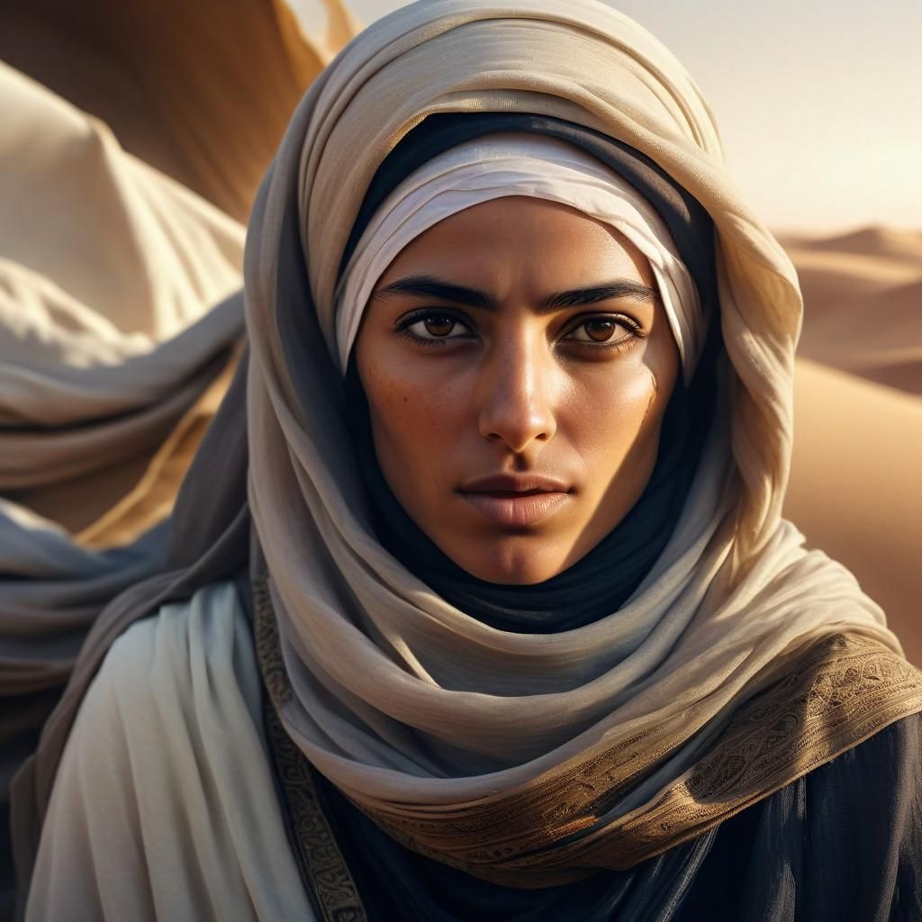 Middle Eastern Rogue in Desert Wind, Golden Light