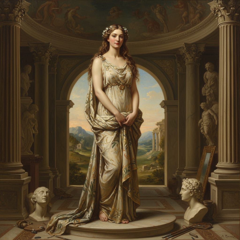 Realistic Full-Length Portrait of a Beautiful Woman