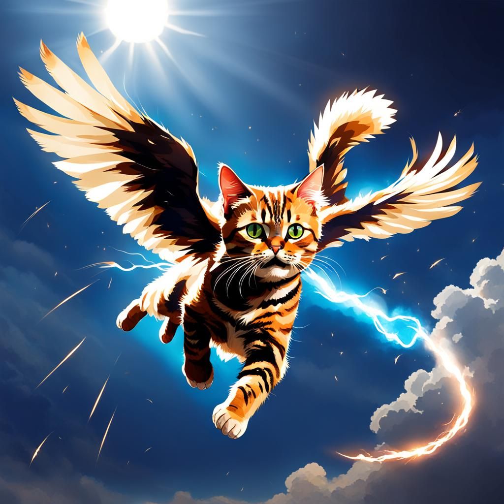 Cats Flying with Supernatural Powers