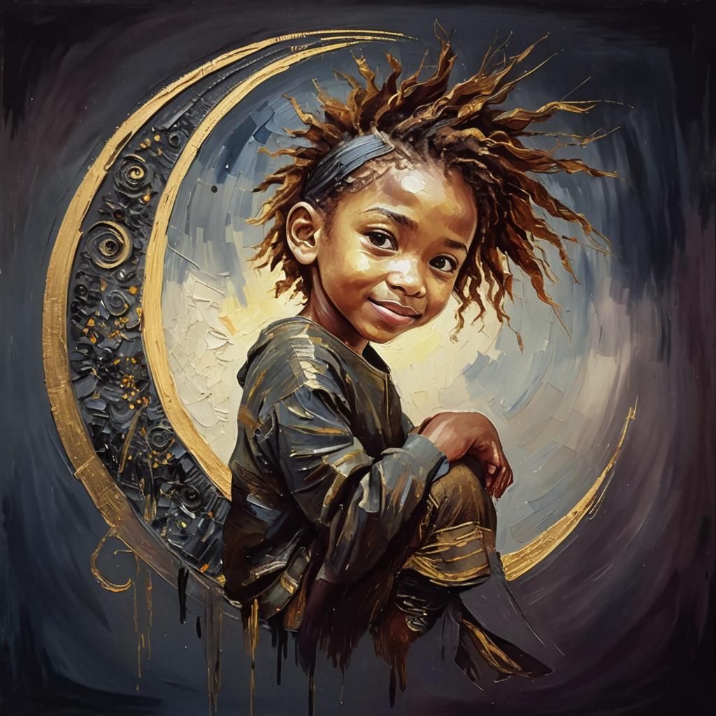 Smiling Girl Portrait in Post-Impressionism Style