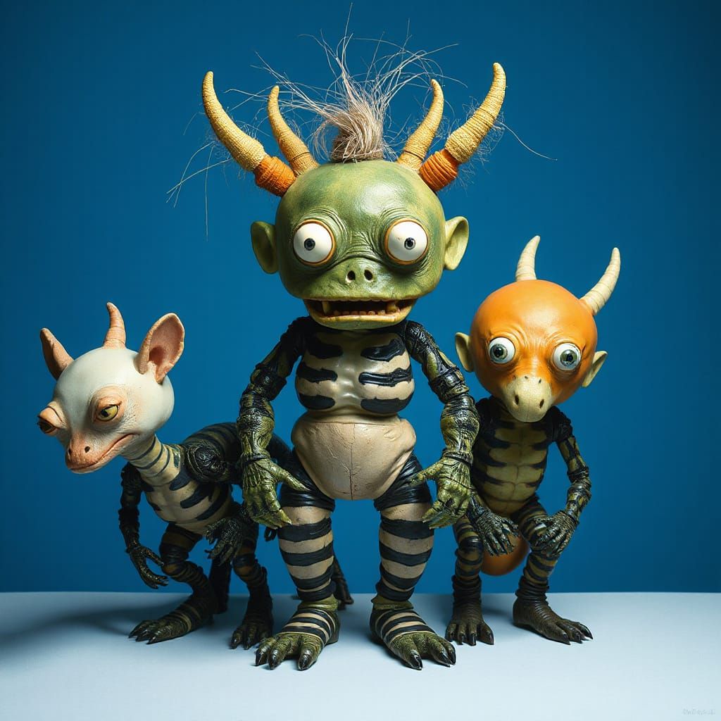 Surreal Creatures in a Retro Artistic Style