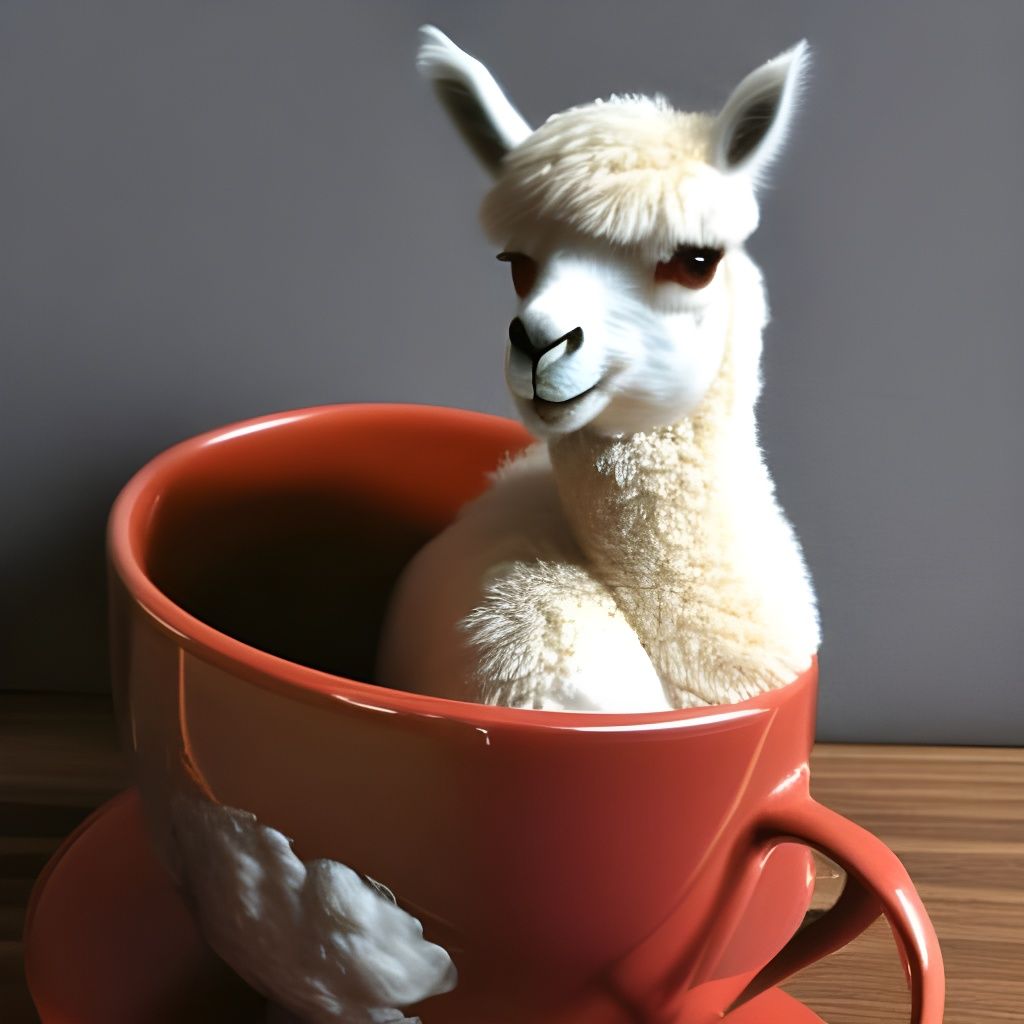 Alpaca Sipping Tea in a Teacup