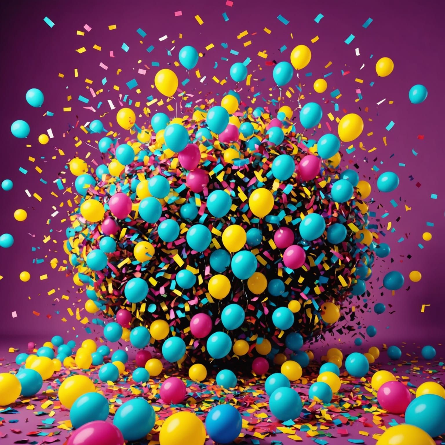 Confetti Balloon Burst in Pop Art Style