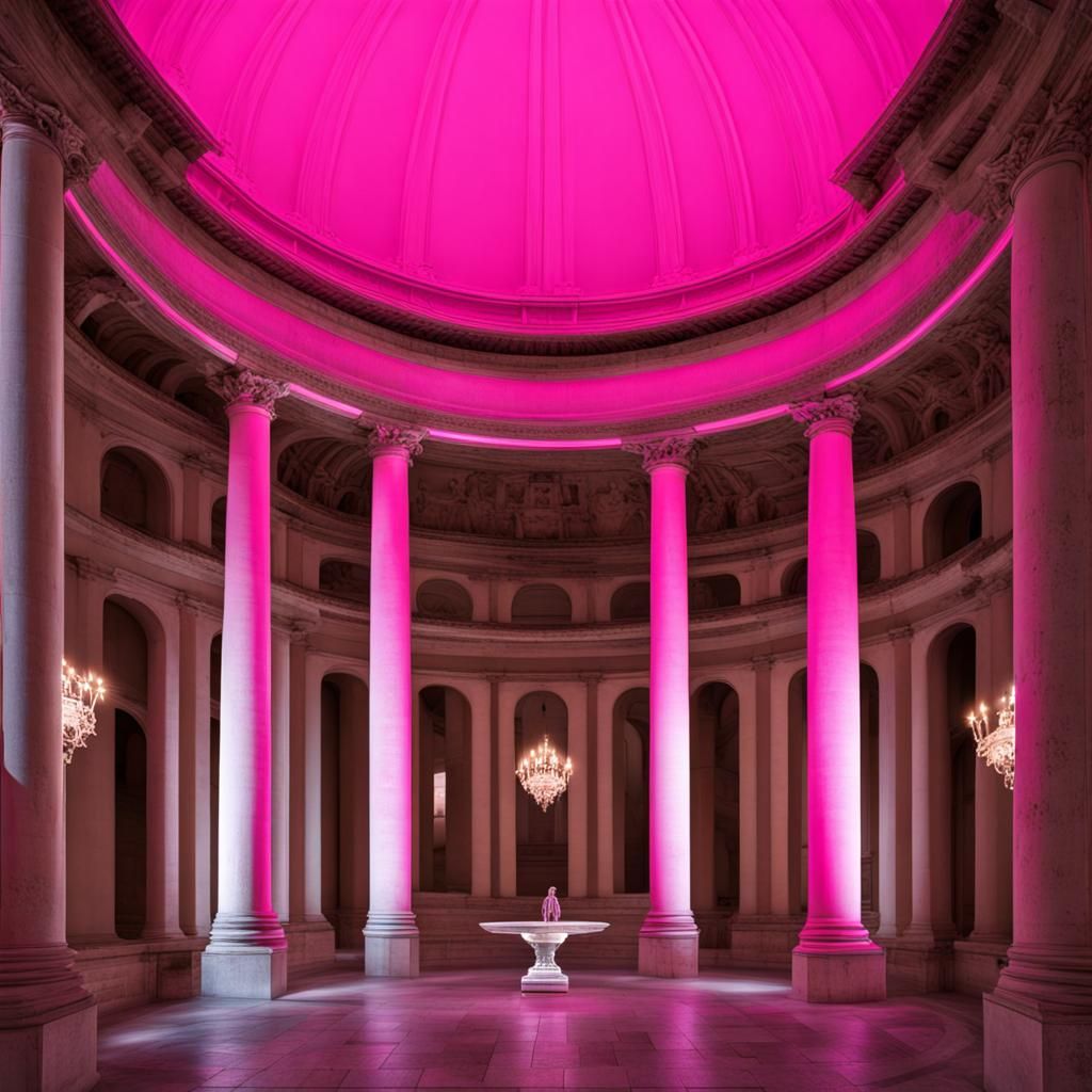 Fluorescent Pink Light on Bramante's Tempietto