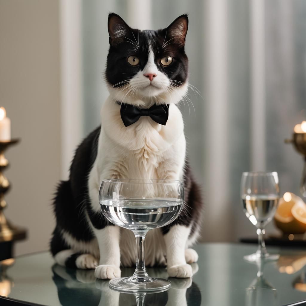 Tuxedo Cat About to Cause Mischief