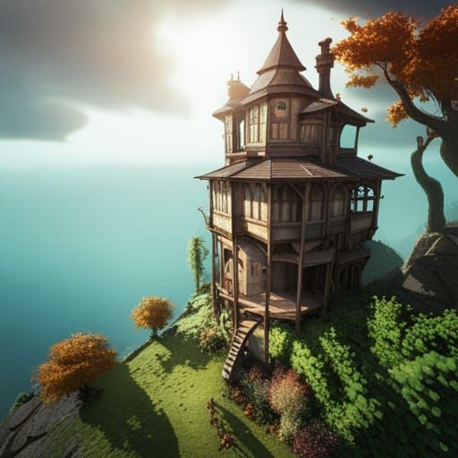 Fantasy Treehouse Castle in Autumn Style