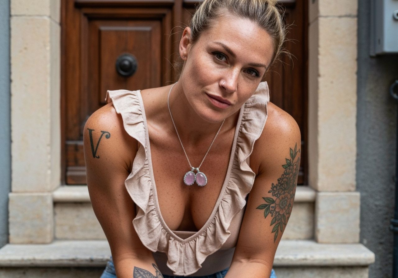 Ultra Realistic Portrait of Woman on Italian Staircase