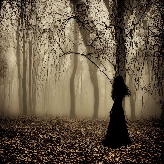 Gothic Portrait in Muted Eerie Landscape