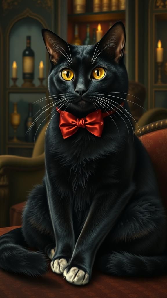 Anthropomorphic Cat in Art Nouveau Style