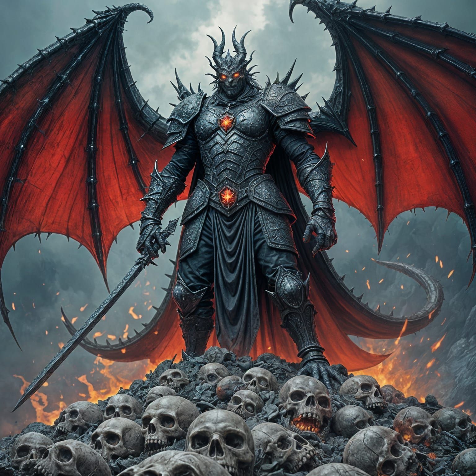 Nightmarish Dragon Warrior King in Manga Style