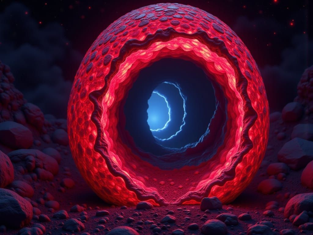 Cosmic Egg with Wormhole and Spaceship Interior