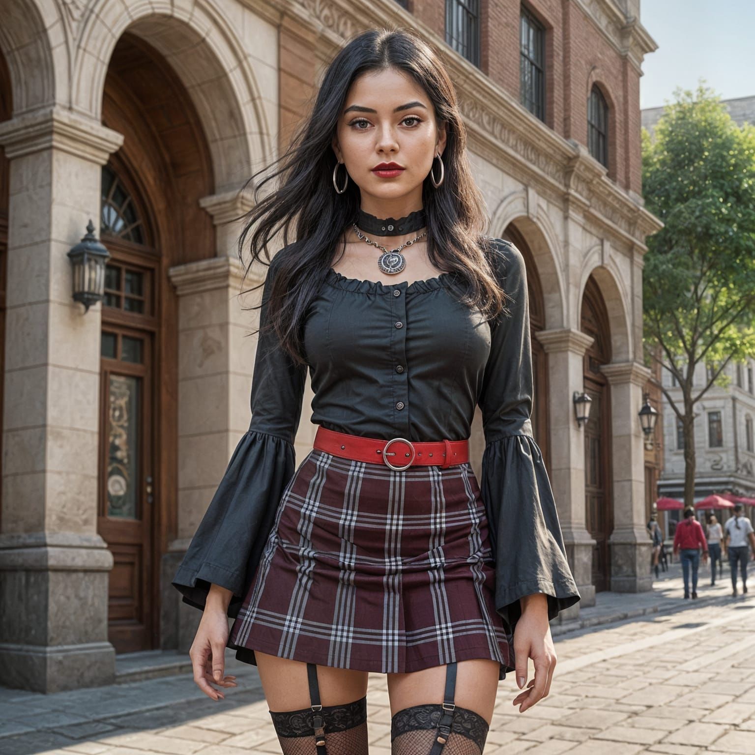 Mexican Woman in Vibrant Plaza Attire