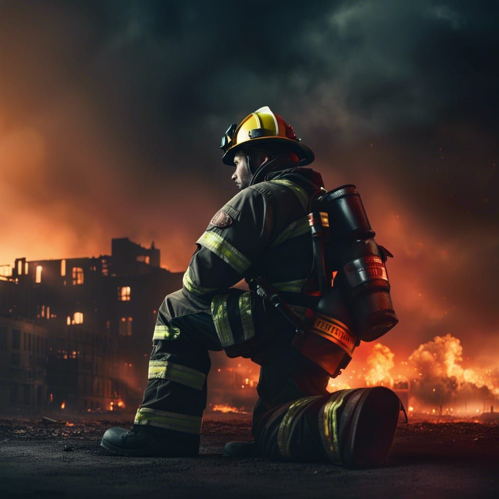 Firefighter Preying for a miracle