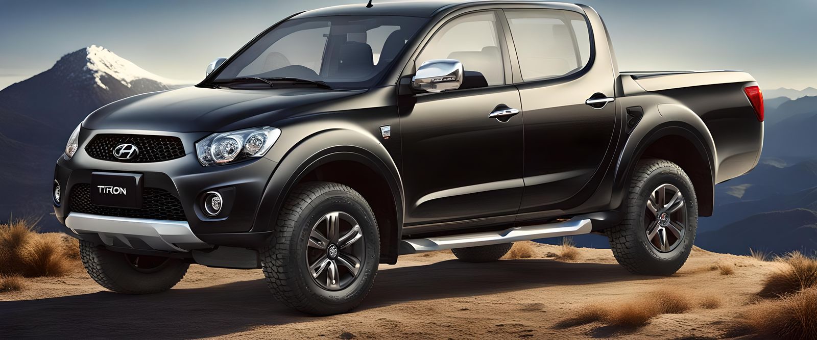 Black 2013 Hyundai Triton Pickup 3D Render