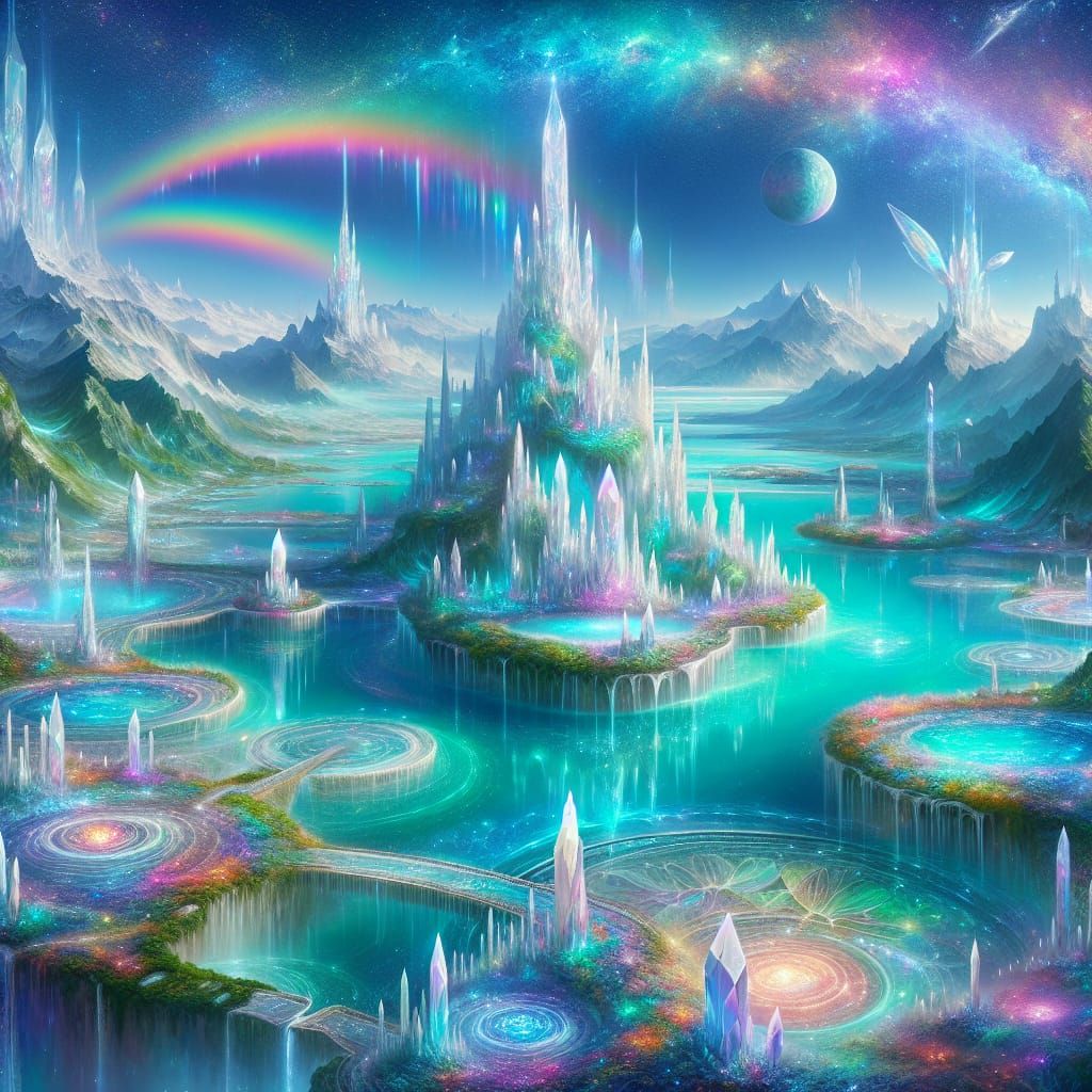 Lemurian Crystal Realm in Pastel Hues