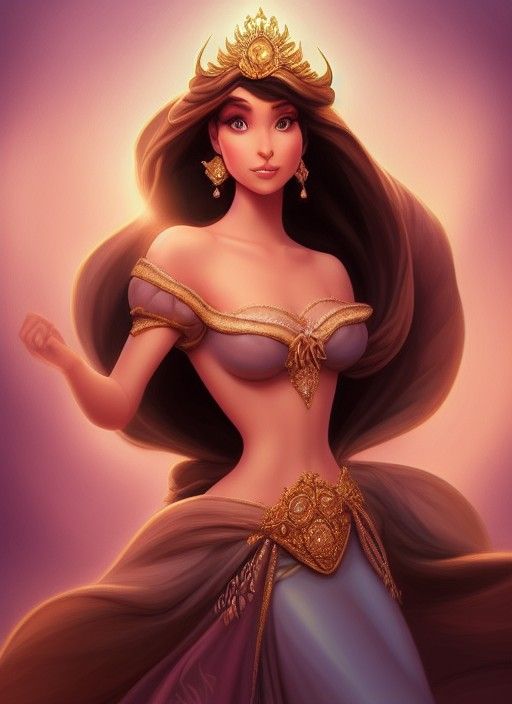 Princess Jasmine Portrait in Baroque Anime Style