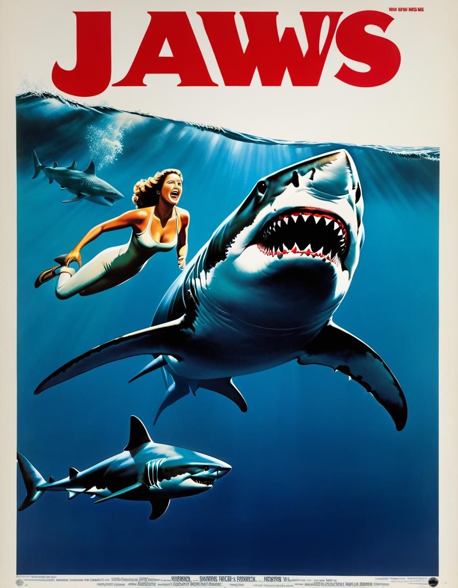 Jaws Movie Poster in Vintage Style