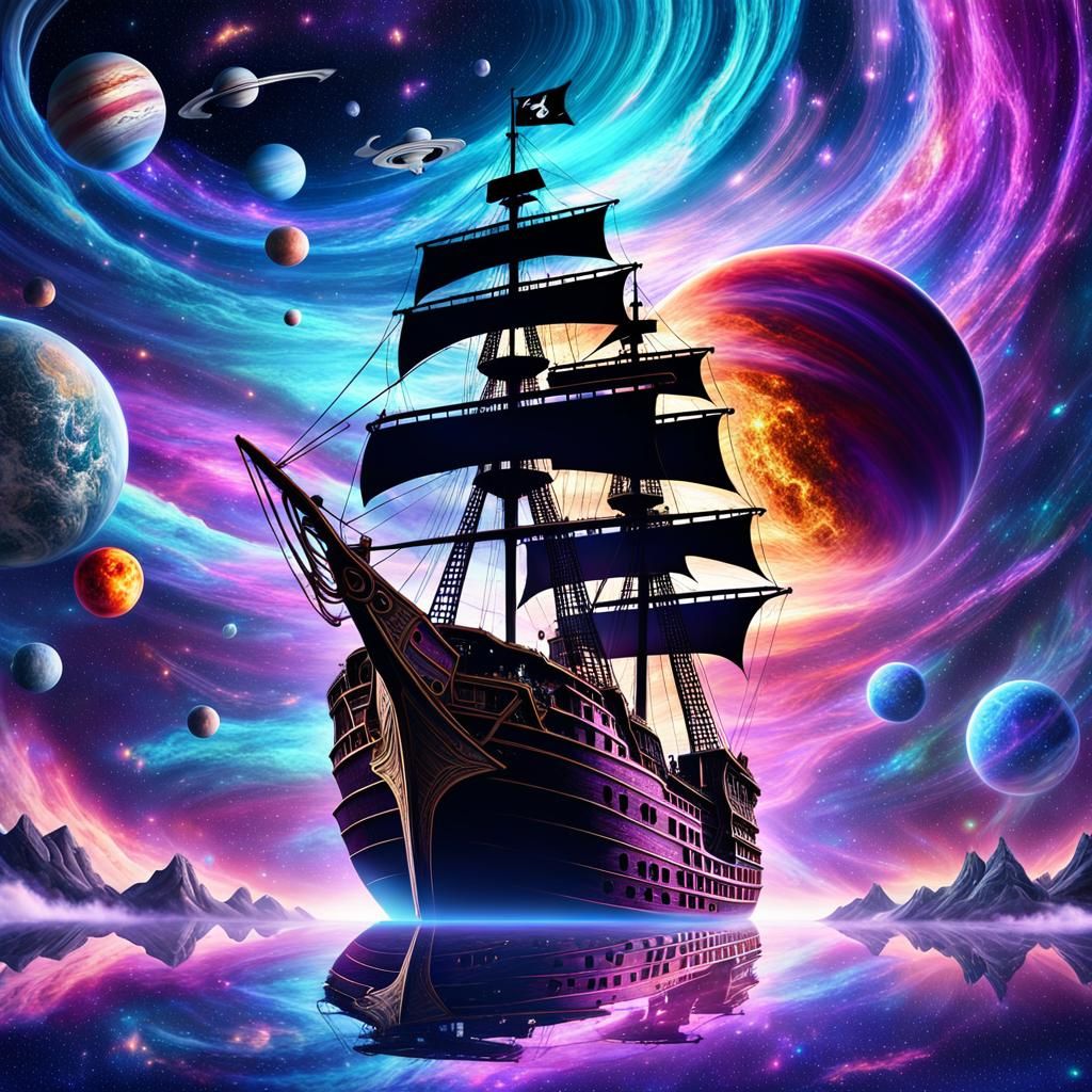 Cosmic Pirates in Vibrant Nebulae