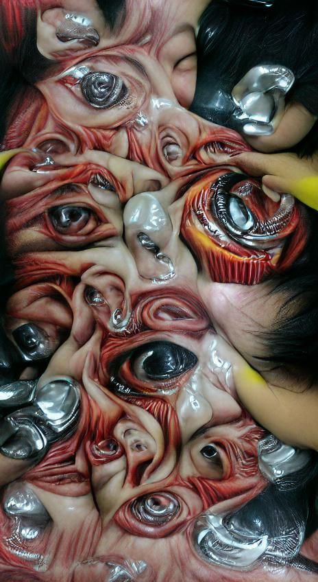 Melting Spiral-Eyed Face in Ito Horror Style