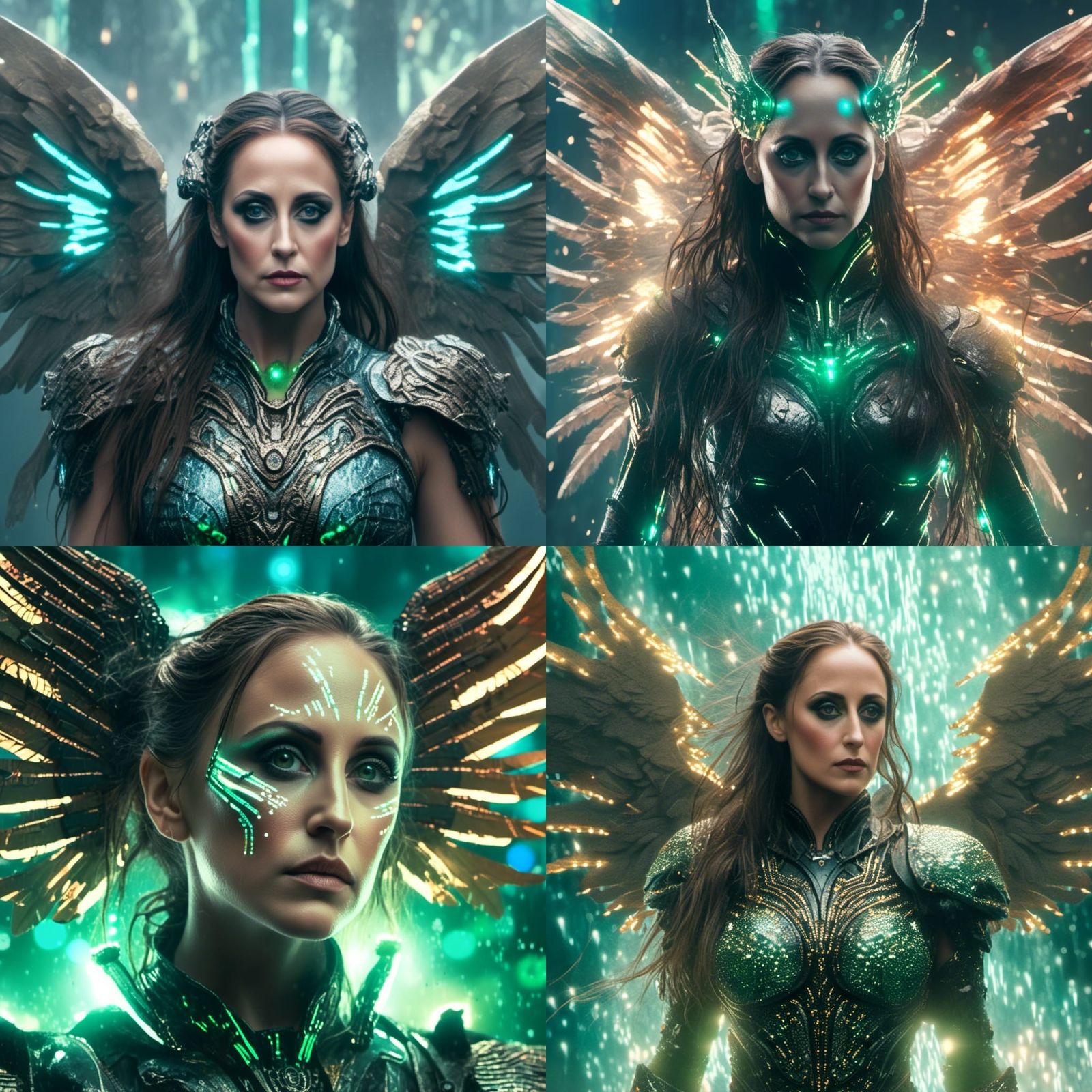 Winged Cyber Angel Portrait in Science Fiction Style