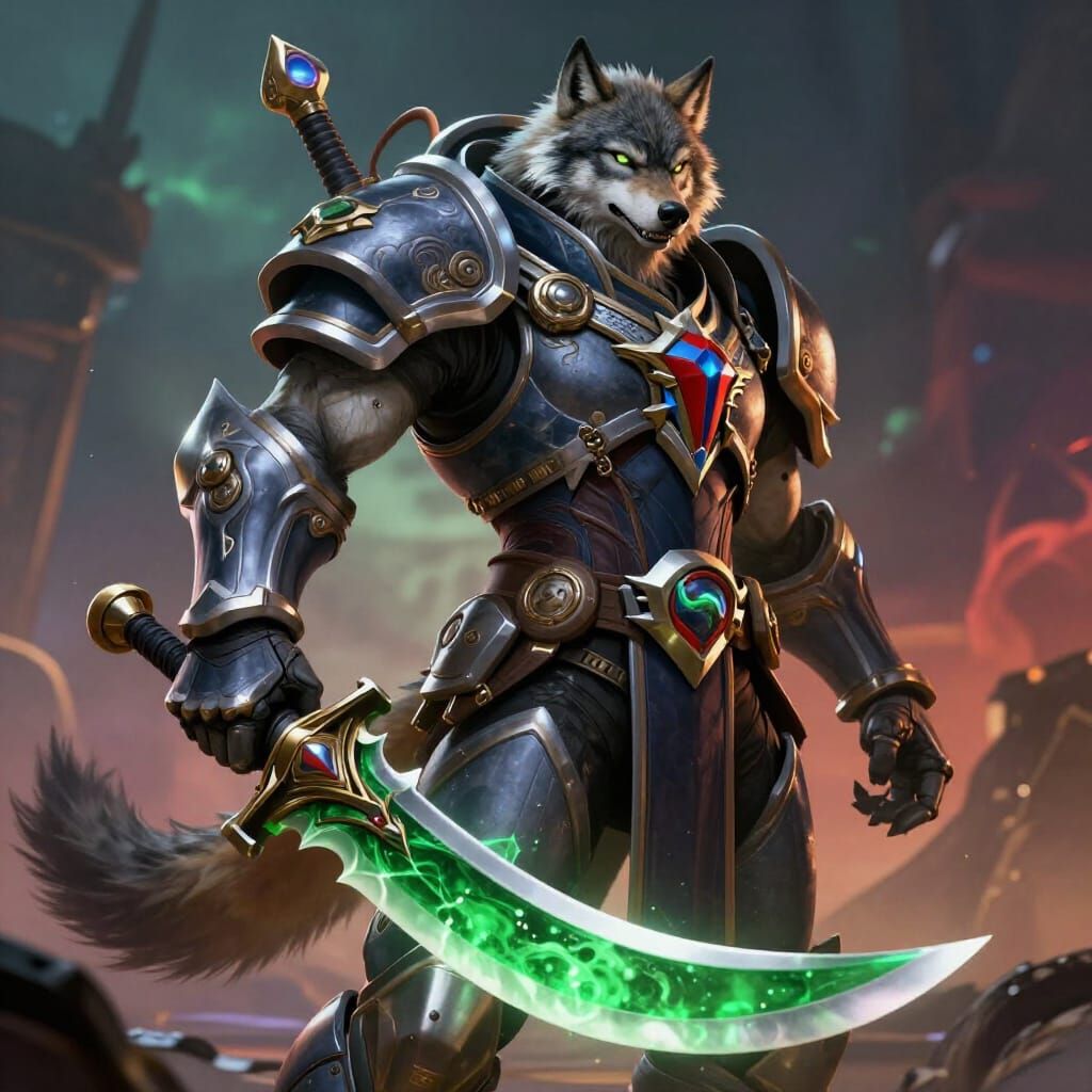 Wolf Warrior in StarCraft Zeratu Armor with Guan Yu's Blade