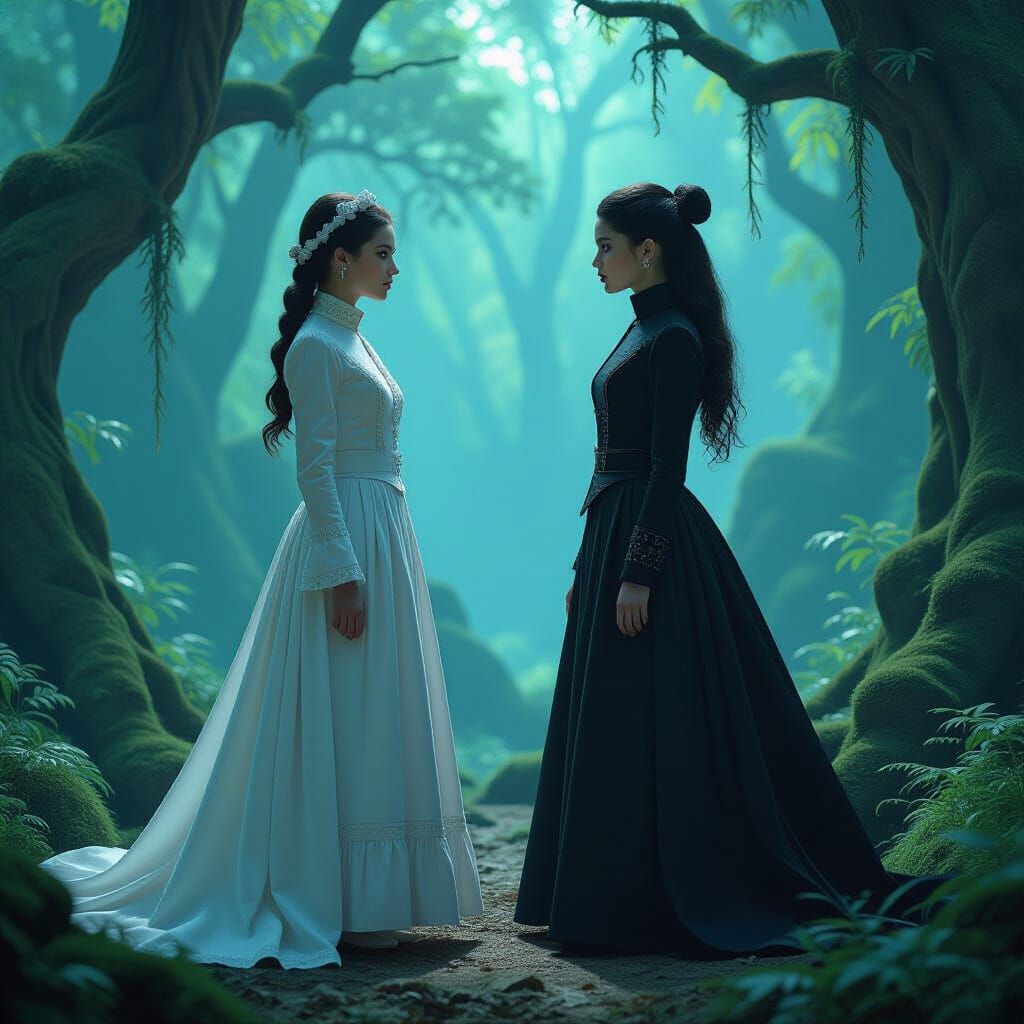 Good vs Evil: Fantasy Girls in Mystical Forest