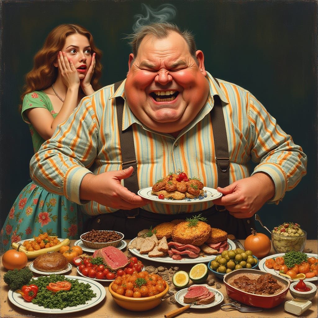 Gentleman's Gastronomic Delight in Whimsical Style