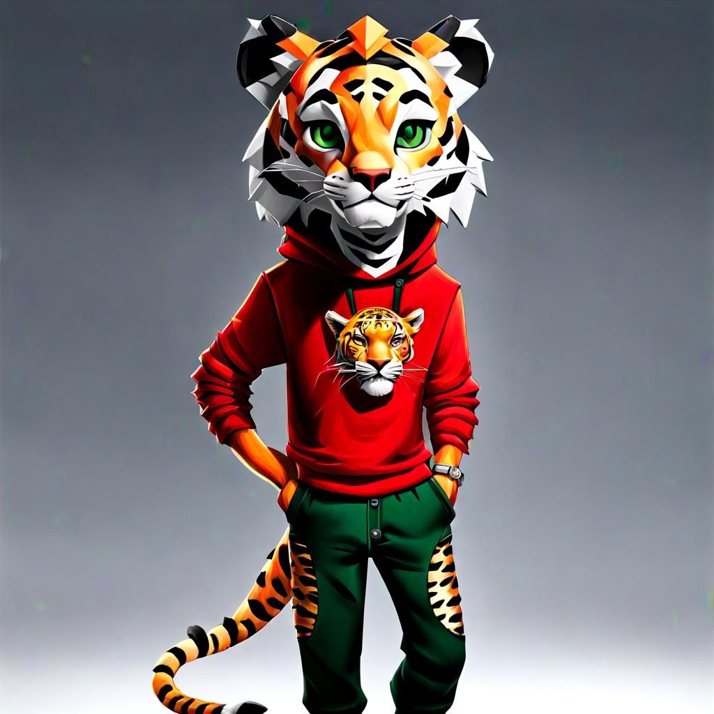 Tiger-Leopard Teen Hybrid in Pixar 3D Style