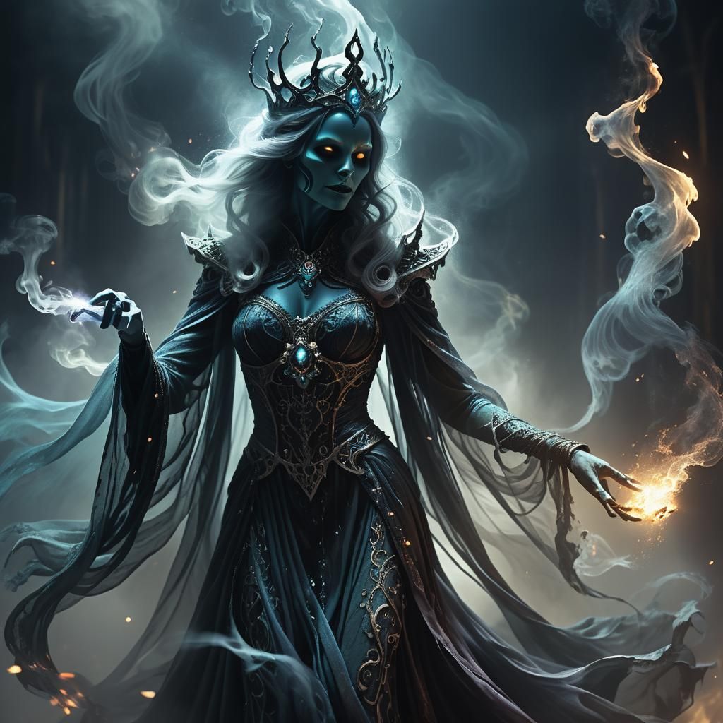 Lich Channeling Abyssal Magic in Dark Fantasy Art