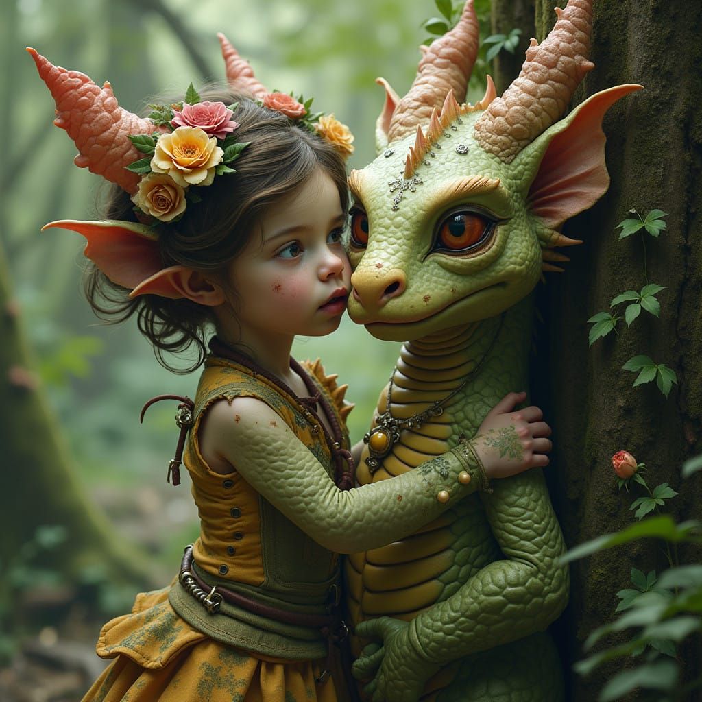 Epic Reunion of a Light-Skinned Tiefling Child and Her Flowe...