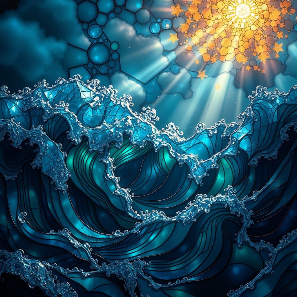 Stained Glass Ocean Digital Matte Painting