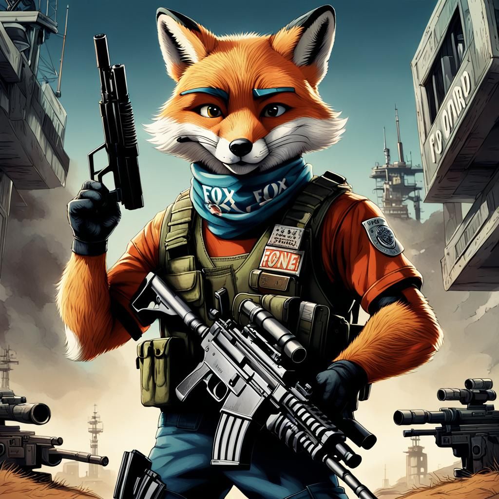 Fox with Machine Gun Movie Poster, Splash Art