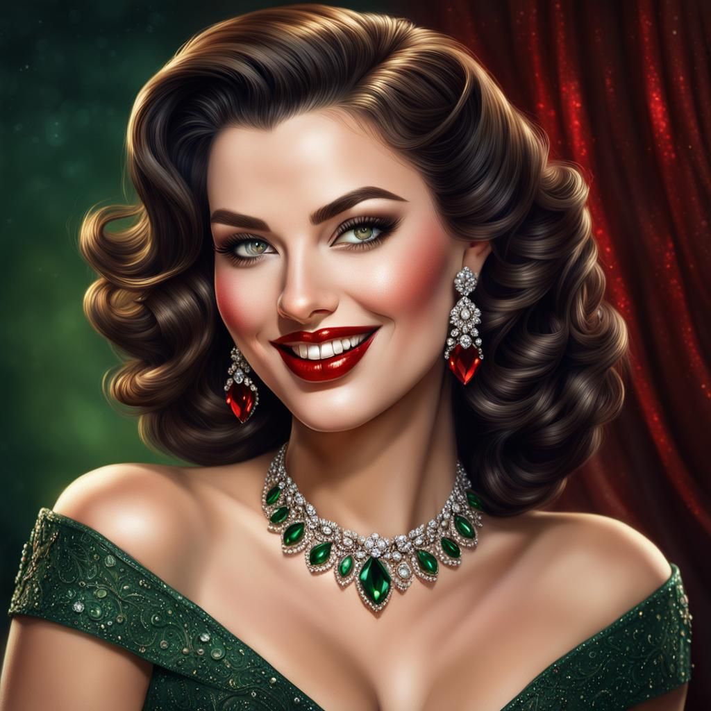 Dreamlike Pinup: Gorgeous Brunette Portrait in Digital Art