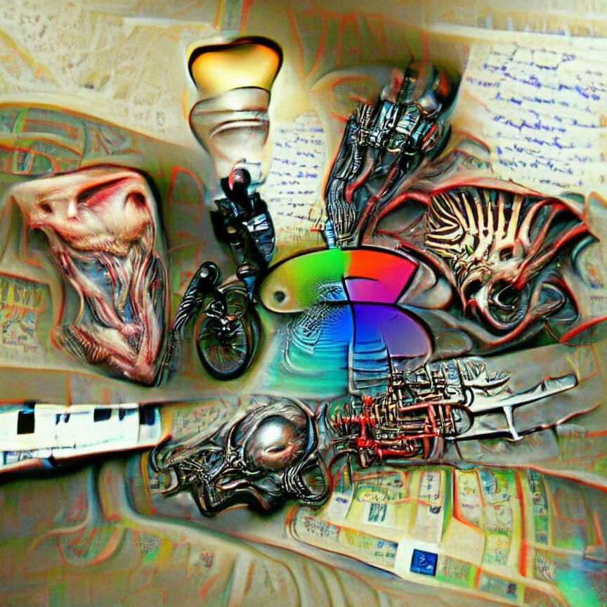 Biomechanical Graffiti with Volumetric Lighting in Watercolo...